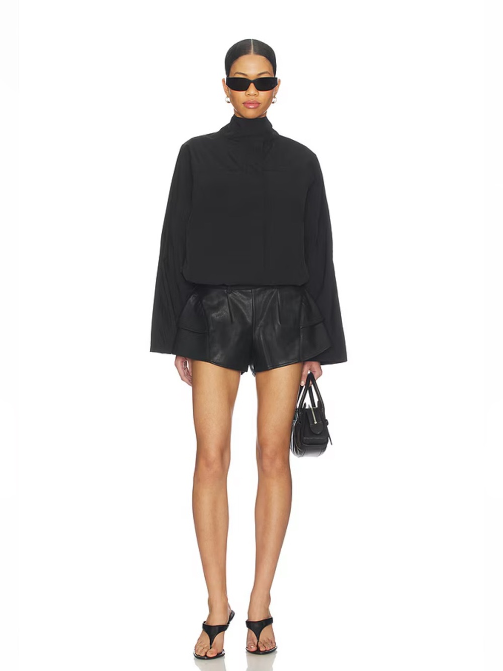 NWOT Free People x Revolve Star Dust Black Faux Leather Mini Shorts Sz S